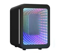 eklipt Mini Fridge, 4L RGB LED Skincare Fridge Cooler & Warmer, AC/DC Portable for Drinks & Cosmetics, with Mirror for Bedroom, Office, Car, Black