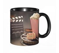 EKLMPS Coffee Mugs,11oz Ceramic Mugs, Funny Gifts for Women, Birthday Present,Christmas,Funny Mugs for Men,Cinema, Old Fashion Entertainment Objects Related to Cinema Film Reel Mot