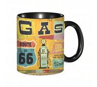 EKLMPS Coffee Mugs,11oz Ceramic Mugs, Funny Gifts for Women, Birthday Present,Christmas,Funny Mugs for Men,Vintage Gas Station Sign on The Route Sixty six