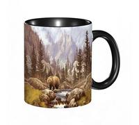 EKLMPS Coffee Mugs,11oz Ceramic Mugs, Funny Gifts for Women, Birthday Present,Christmas,Funny Mugs for Men,Grizzly Bear in The Rocky Mountains AF-006