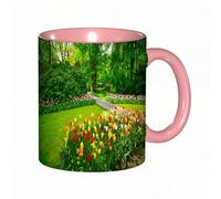 EKLMPS Coffee Mugs,11oz Ceramic Mugs, Funny Gifts for Women, Birthday Present,Christmas,Funny Mugs for Men,Garden in Keukenhof Tulip Flowers and Trees on Background in Spring. Netherlands Europe.