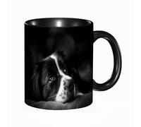 EKLMPS Coffee Mugs,11oz Ceramic Mugs, Funny Gifts for Women, Birthday Present,Christmas,Funny Mugs for Men,Intense Emotion Down Black White Border Doggy Collie Mix Pet Attentive Adult Austral