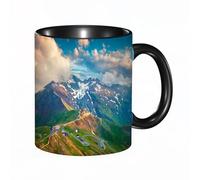 EKLMPS Coffee Mugs,11oz Ceramic Mugs, Funny Gifts for Women, Birthday Present,Christmas,Funny Mugs for Men,View from a Bird's Eye of Grossglockner High Alpine Road. Austria Alps Europe.