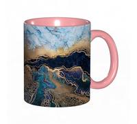 EKLMPS Coffee Mugs,11oz Ceramic Mugs, Funny Gifts for Women, Birthday Present,Christmas,Funny Mugs for Men,epoxy painting resin art modern art unusual texture blue white gold stripes beautiful backgro