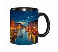 EKLMPS Coffee Mugs,11oz Ceramic Mugs, Funny Gifts for Women, Birthday Present,Christmas,Funny Mugs for Men,Venice Deor, Scenes of The Beach of The City of Venice, Night Architecture of Italy, Images