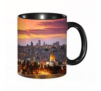 EKLMPS Coffee Mugs,11oz Ceramic Mugs, Funny Gifts for Women, Birthday Present,Christmas,Funny Mugs for Men,Old City of Jerusalem Historic City Center Israel Twilight View