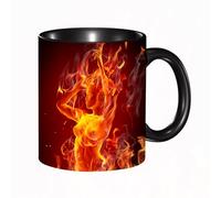 EKLMPS Coffee Mugs,11oz Ceramic Mugs, Funny Gifts for Women, Birthday Present,Christmas,Funny Mugs for Men,Fire Girl Dancing