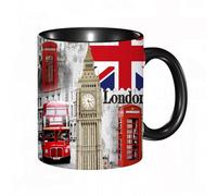 EKLMPS Coffee Mugs,11oz Ceramic Mugs, Funny Gifts for Women, Birthday Present,Christmas,Funny Mugs for Men,London England City Landmark Retro Union Telephone Bus Big Ben Flag,