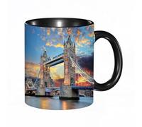 EKLMPS Coffee Mugs,11oz Ceramic Mugs, Funny Gifts for Women, Birthday Present,Christmas,Funny Mugs for Men,London Vista of Tower Bridge at Dramatic Sunset with Blurred Thames and Clouds Image