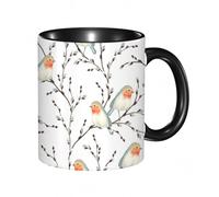 EKLMPS Coffee Mugs,11oz Ceramic Mugs, Funny Gifts for Women, Birthday Present,Christmas,Funny Mugs for Men,Robin Standing on The Branch