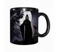 EKLMPS Coffee Mugs,11oz Ceramic Mugs, Funny Gifts for Women, Birthday Present,Christmas,Funny Mugs for Men, Silhouette of a Grim Reaper or Fantasy Evil Spirit in a Graveyard at Night with a Full moo