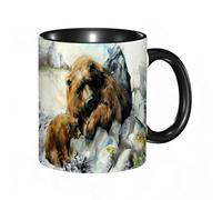 EKLMPS Coffee Mugs,11oz Ceramic Mugs, Funny Gifts for Women, Birthday Present,Christmas,Funny Mugs for Men,Beautiful Brown Bear Against White Snowy Cliffs and ice.