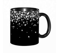 EKLMPS Coffee Mugs,11oz Ceramic Mugs, Funny Gifts for Women, Birthday Present,Christmas,Funny Mugs for Men,Falling Gems Jewelry Abstract Shining Diamond Crystal Rain