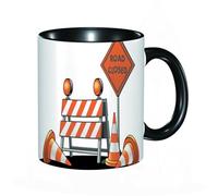 EKLMPS Coffee Mugs,11oz Ceramic Mugs, Funny Gifts for Women, Birthday Present,Christmas,Funny Mugs for Men,Road Closed Sign Traffic Warning Symbol with Blocker Stop