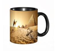EKLMPS Coffee Mugs,11oz Ceramic Mugs, Funny Gifts for Women, Birthday Present,Christmas,Funny Mugs for Men,Egyptian Travelers Desert Pyramid