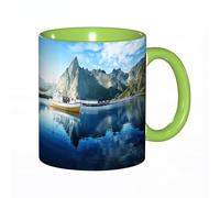 EKLMPS Coffee Mugs,11oz Ceramic Mugs, Funny Gifts for Women, Birthday Present,Christmas,Funny Mugs for Men,Farm, Sunset in The Norwegian Sea of Fjords Formation Yacht Fishing Arcti