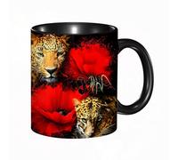 EKLMPS Coffee Mugs,11oz Ceramic Mugs, Funny Gifts for Women, Birthday Present,Christmas,Funny Mugs for Men,Jaguar and Roses Painting p Work
