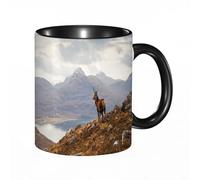 EKLMPS Coffee Mugs,11oz Ceramic Mugs, Funny Gifts for Women, Birthday Present,Christmas,Funny Mugs for Men,Wild stag Overlooking Loch Torridon and The Dramatic Wester Ross Mountain Range Scotland