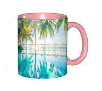 EKLMPS Coffee Mugs,11oz Ceramic Mugs, Funny Gifts for Women, Birthday Present,Christmas,Funny Mugs for Men,Landscape,Pool by The Beach with Seasonal Eden Hot Sunny Humid Coastal Bay Photography