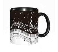 EKLMPS Coffee Mugs,11oz Ceramic Mugs, Funny Gifts for Women, Birthday Present,Christmas,Funny Mugs for Men,Abstract Piano Keys and The Beating of Various Musical Notes