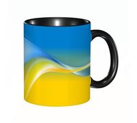 EKLMPS Coffee Mugs,11oz Ceramic Mugs, Funny Gifts for Women, Birthday Present,Christmas,Funny Mugs for Men,Ukrainian Flag Yellow and Blue, Inspired by Color, with Vibrant Lines and Curved Lines