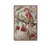 EKMCL Cherry Tree Fairy Vintage Style Flower Fairy Tin Sign, Fun Retro Metal Tin Sign Plaque Poster Wall Art Bar Kitchen Garden Bathroom Home Decor 30 * 30cm
