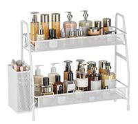 EKNITEY Bathroom Countertop Organiser Shelf - 2 Tier Counter Spice Rack Metal Makeup Rack Small Perfume Organiser for Sink/Bedroom/Living room/Kitchen/Office