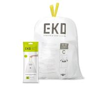 EKO 10-15 Litre Drawstring Bin Bags, Heavy Duty Kitchen Bin Liners for Multi Compartment Bins, Leakproof and Tear-Resistant for Waste & Recycling, Unscented Food Waste Bags, 20 Count, Code C, White