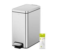 EKO 10-Litre Stella Slim Step Bin, Fingerprint-Resistant Stainless Steel Pedal Rubbish Bin with Removable Inner Liner (Silver)
