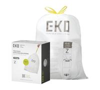 EKO 12.5 Gallon / 40-60 Liter, 110 Count Drawstring Trash Bags, Extra-Strong Garbage Bags, Unscented, Leak-Resistant, Easy-Dispense Roll for Kitchen & Household Use, Code Z, White