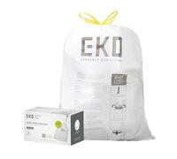 EKO 12.9 Gallon / 45-49 Liter, 60 Count Drawstring Trash Bags, Extra-Strong Unscented Garbage Bags, Easy-Dispense Roll for Kitchen & Household Use, Resists Tears, Leaks and Punctures, Code J, White