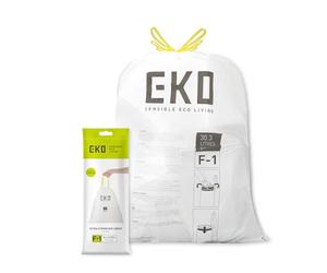 EKO 18-30 Litre Drawstring Bin Bags, Heavy Duty Kitchen Bin Liners for Multi Compartment Bins, Leakproof and Tear-Resistant for Waste & Recycling, Unscented Food Waste Bags, 20 Count, Code F-1, White