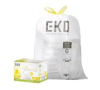 EKO 21 Gallon / 50-90 Liter, 60 Count Drawstring Trash Bags, Extra-Strong Garbage Bags, Lemon Zest Scent with Continuous Odor Control, Easy-Dispense Roll for Kitchen and Household Use, Code G, White