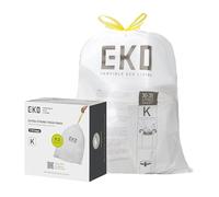 EKO 9.3 Gallon / 30-35 Liter Drawstring Trash Bags, 110 Count Heavy-Duty Tall Kitchen Garbage Can Liners, Extra-Strong Leak-Resistant, Unscented, White, Code K