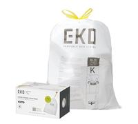 EKO 9.3 Gallon / 30-35 Liter Drawstring Trash Bags, 60 Count Heavy-Duty Tall Kitchen Garbage Can Liners, Extra-Strong Leak-Resistant, Unscented, White, Code K