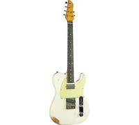 Eko Algam GUITARS - Tero Relic Olympic White Electric Guitar with Relic Finish Original Series Relic Pawlonia Body, Maple Neck, 22 Keys WPC Resin Keyboard, Olympic White