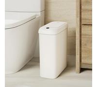 EKO Automatic Bathroom Trash Can with Lid, 2.6 Gallon Slim Touchless Garbage Can, Waterproof Motion Sensor Trash Bin for Bathroom, Office, Kitchen, White