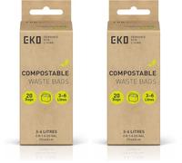 EKO Bin Bags, Kitchen Bin Liners, Drawstring, 3-6 Litre, 40 Count, Code A | Leakproof and Tear-Resistant, Unscented Food Waste Bags, Bin Liners, Rubbish Bags, Refuse Sacks, Trash Bags, Fragrance-Free