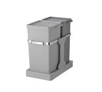 EKO - Deco Duo Pull Out Recycling Bin - Space Efficient, Stainless Steel Runners, Perfect for Kitchen & Home, Matt Grey Finish, 35L - 20+15 Litre