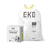 EKO 18-30 Litre Drawstring Bin Bags, Heavy Duty Kitchen Bin Liners for Multi Compartment Bins, Leakproof and Tear-Resistant for Waste & Recycling, Unscented Food Waste Bags, 100 Count, Code F-1, White