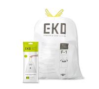 EKO Size F-1 Bin Liners For Multi-Compartment Kitchen Bins 18-30Litre Capacity - Extra Strong Bags with Drawstring Tie Handles, 20 Bags, White