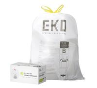 EKO Easy-Dispense Roll 80 Count Extra-Strong Drawstring Small Bin Liner, Trash Bag (7-10L) 1 Pack White, Code B
