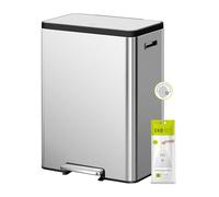 EKO Ecocasa II 36L + 24L Dual Compartment Recycling Bin, Stainless Steel Rubbish Bin with Soft-Close Lid, Deodoriser Compartment, Odour-Proof and Fingerprint-Resistant Finish