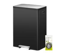 EKO EcoCasa II 36L+24L Dual Trash Can with Recycle Bin, Stainless Steel Garbage Can with Lid, Deodorizer Compartment, Odor-Proof and Fingerprint Resistant, Matte Black