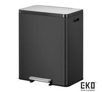 Eko Ecocasa Ii 60L Dual Compartment Recycling Bin 30+30L Matte Black Pedal Bin With Soft Close Lid & Removable Buckets