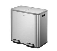 EKO Ecocasa Plus 80L Double Rubbish Bin, 2×40L Large Kitchen Pedal Bin with Soft-Close Lids, Removable Buckets and Fingerprint-Resistant Stainless Steel Trash Bin for Waste & Recycling