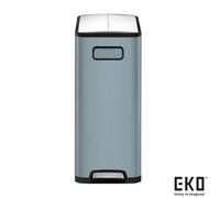 Eko Ecofly 40L (20+20L) Stainless Steel Kitchen Pedal Bin Dual Compartment, Soft Close Lid, Wheels, Titanium Blue