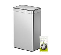 EKO Econova 30L+30L Dual Compartment Motion Sensor Trash Can, 16 Gallon Automatic Kitchen and Recycling Bin, Soft-Close Lid, Fingerprint-Resistant Stainless Steel Garbage Bin, 2 Inner Buckets