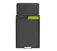 EKO Essential Recycler Bin 20L + 20L, Waste Bin Dual Compartments, Pedal Bin with Lid Softclose, Perfect for Kitchen & Home, Matt Black