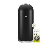 EKO Eternal Commercial Round Open Bin, Stainless Steel, Matt Black, 56 Liter, Black Dome Top